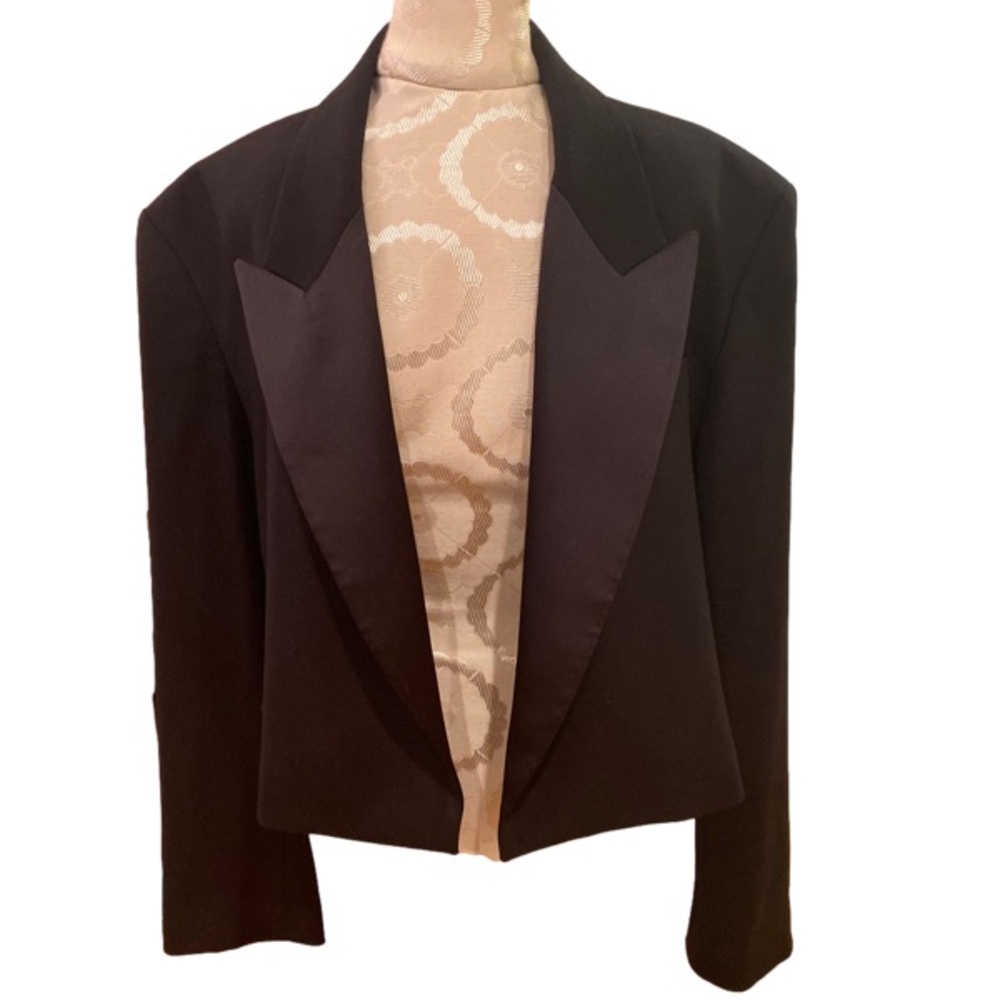 Zara Black Cropped Tuxedo Blazer Large - Picture 5 of 6